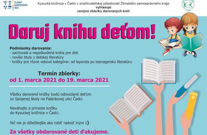 Kysucká knižnica v Čadci vyhlásila výzvu Daruj knihu deťom