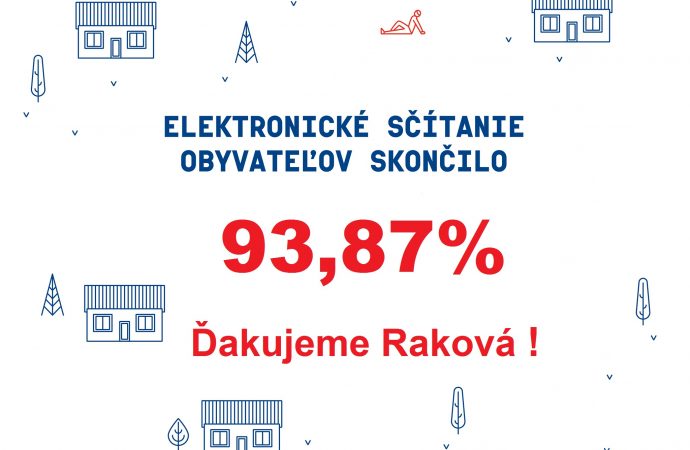 V obci Raková využilo možnosť elektronického sčítania 93,87% obyvateľov